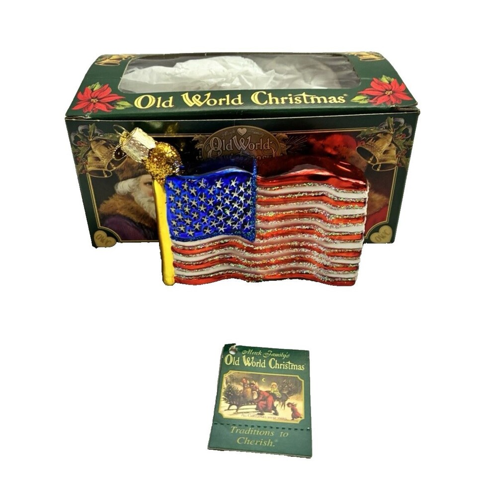 Old World Christmas Star Spangled Banner American Flag Ornament Vintage 2001 OWC